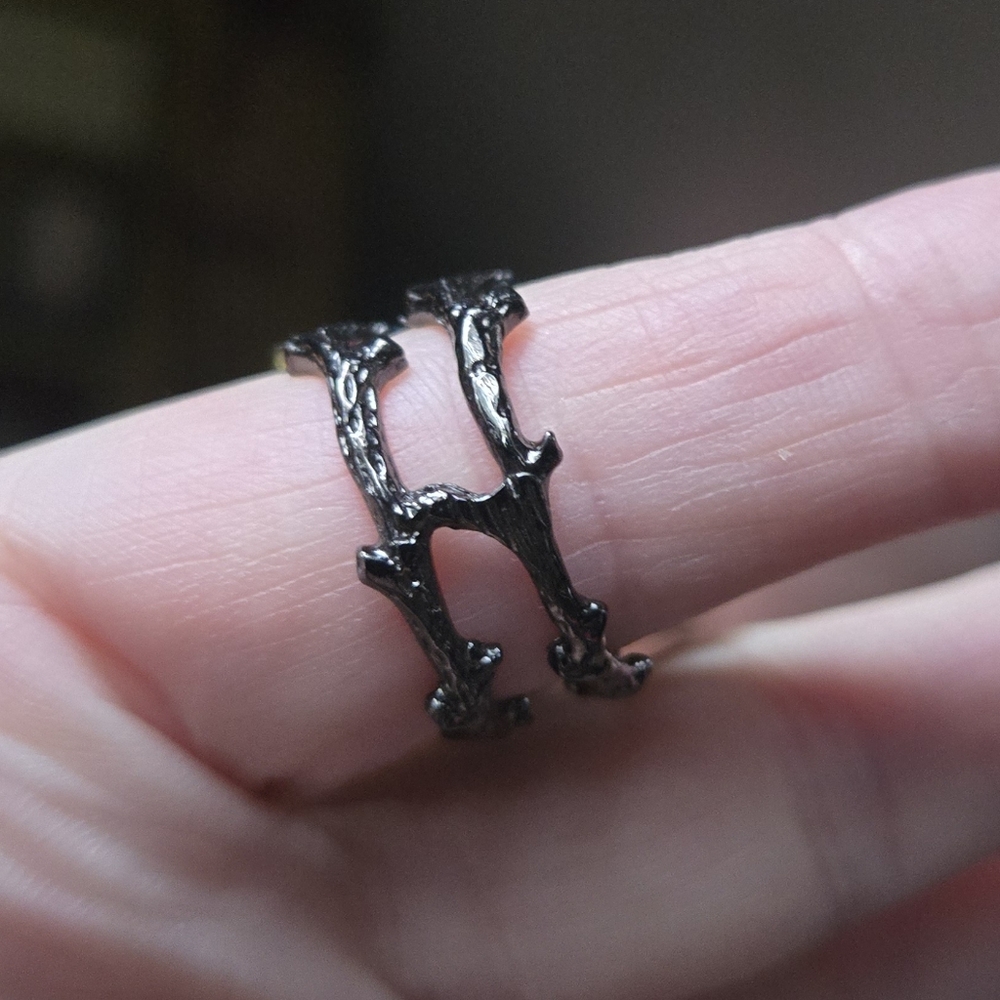 Darendrite sterling rhodium & gold ring sz8.5 - Picture 7 of 9